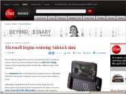 Microsoft begins restoring Sidekick data | Beyond Binary - CNET News