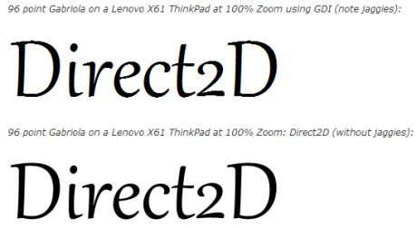  MicrosoftのDirectWriteを使えば多くのフォントで表示が滑らかになる。