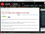 Live blog： Steve Ballmer at CES 2010 | CES 2010 - CNET