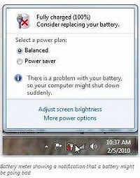 Windows 7バッテリ警告