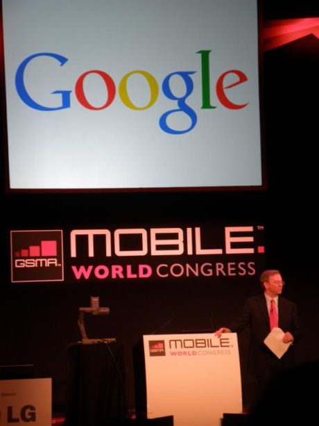  Mobile World Congressで講演するGoogle最高経営責任者（CEO）Eric Schmidt氏